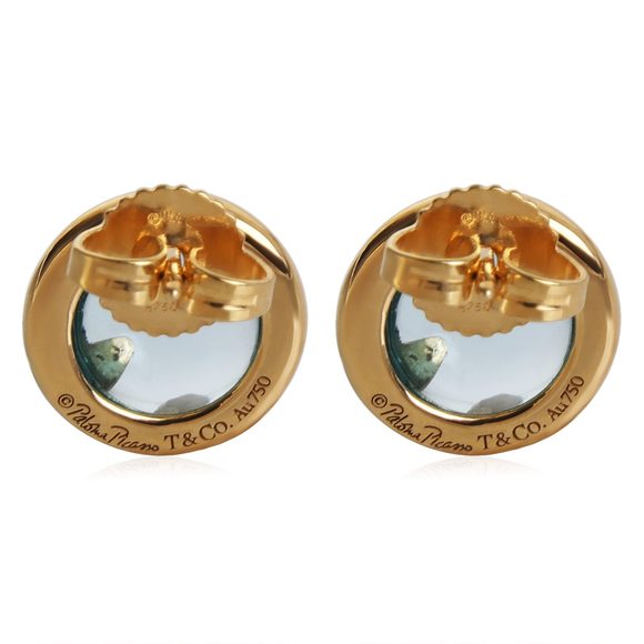 Tiffany & Co. Paloma Picasso Olive Leaf Blue Topaz Earrings in 18k Yellow Gold - Picture 4 of 4